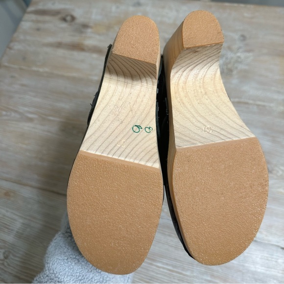 NWOB Sandgrens Venice Fringed Heeled Clog Mule Black Leather Scandi 6-6.5 - Picture 14 of 15